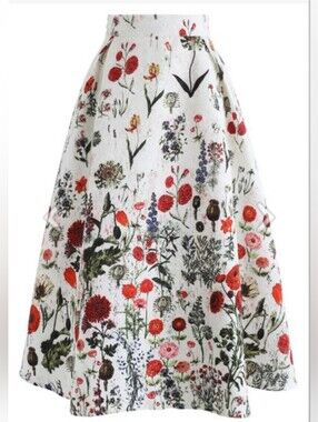 Chichwish Multi Floral Print Embossed Midi Skirt